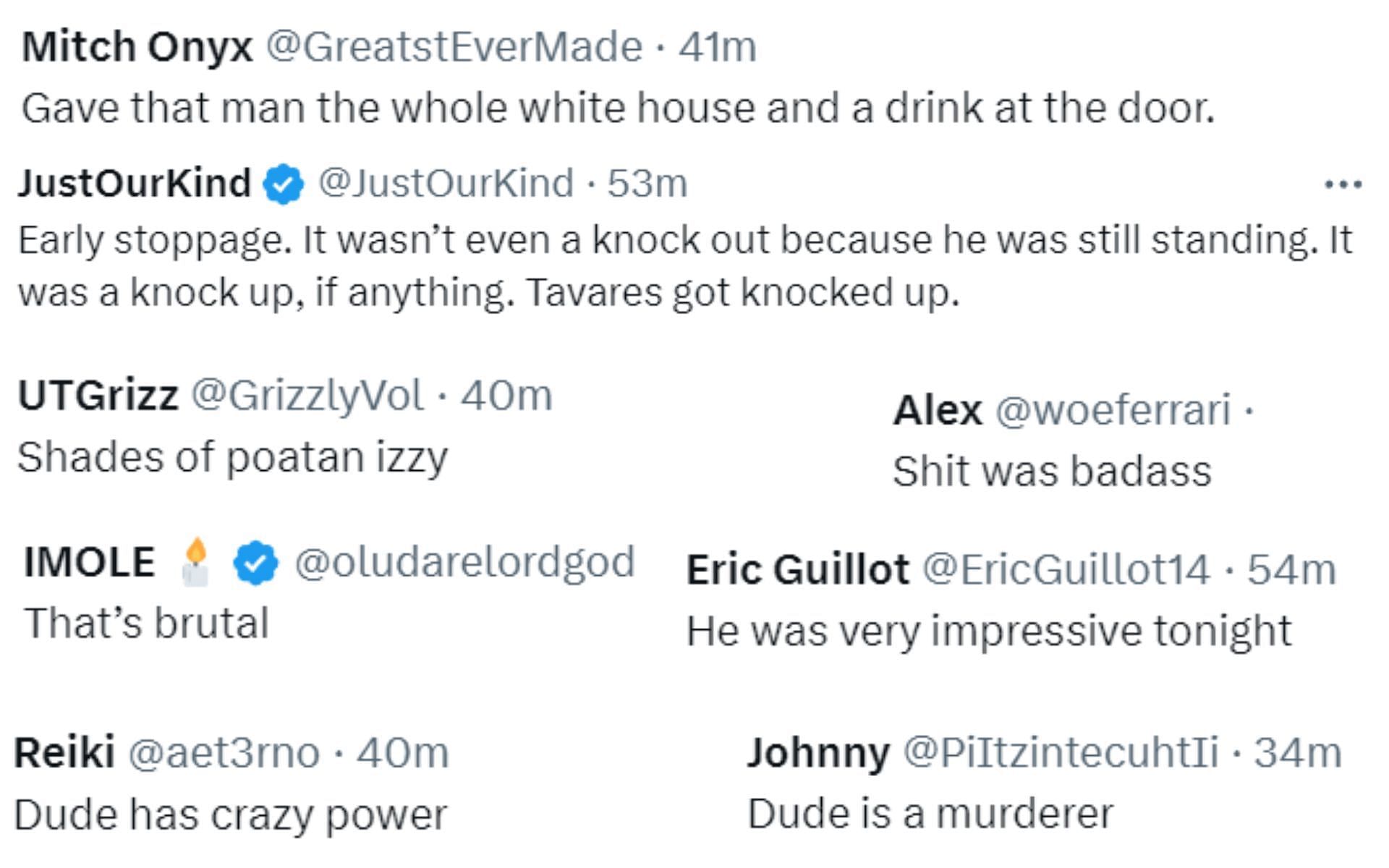 Fan reactions to Gregory Rodrigues' knockout over Brad Tavares